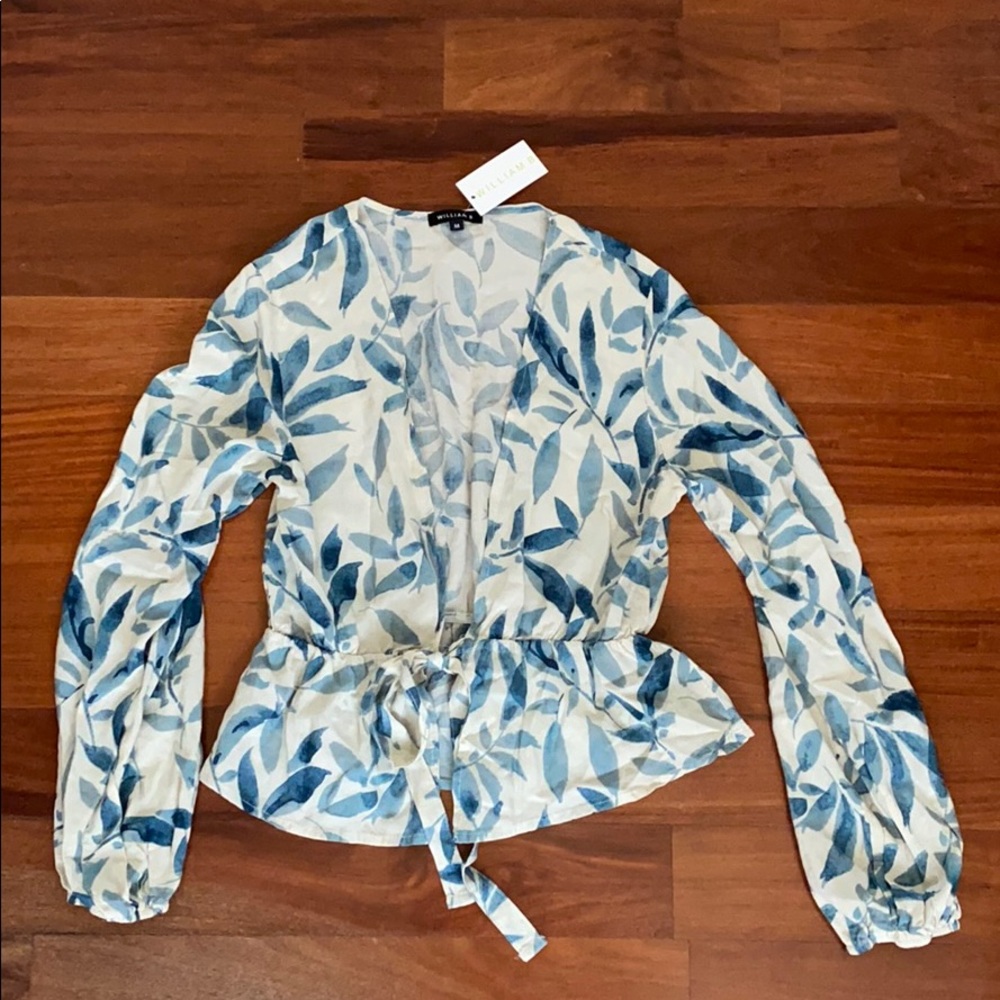 Floral Low Cut Blouse - with Tie